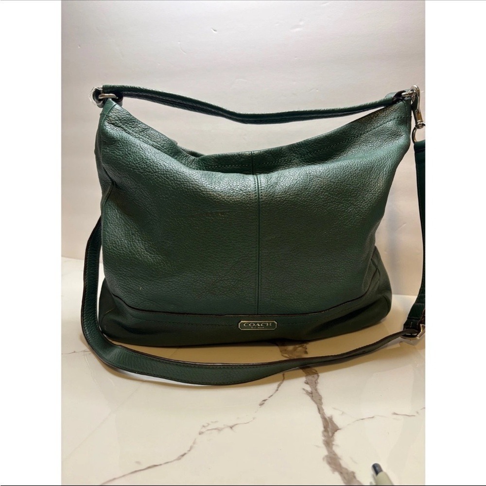 Coach Park Green Pebbled Leather Hobo Crossbody Bag F23293
